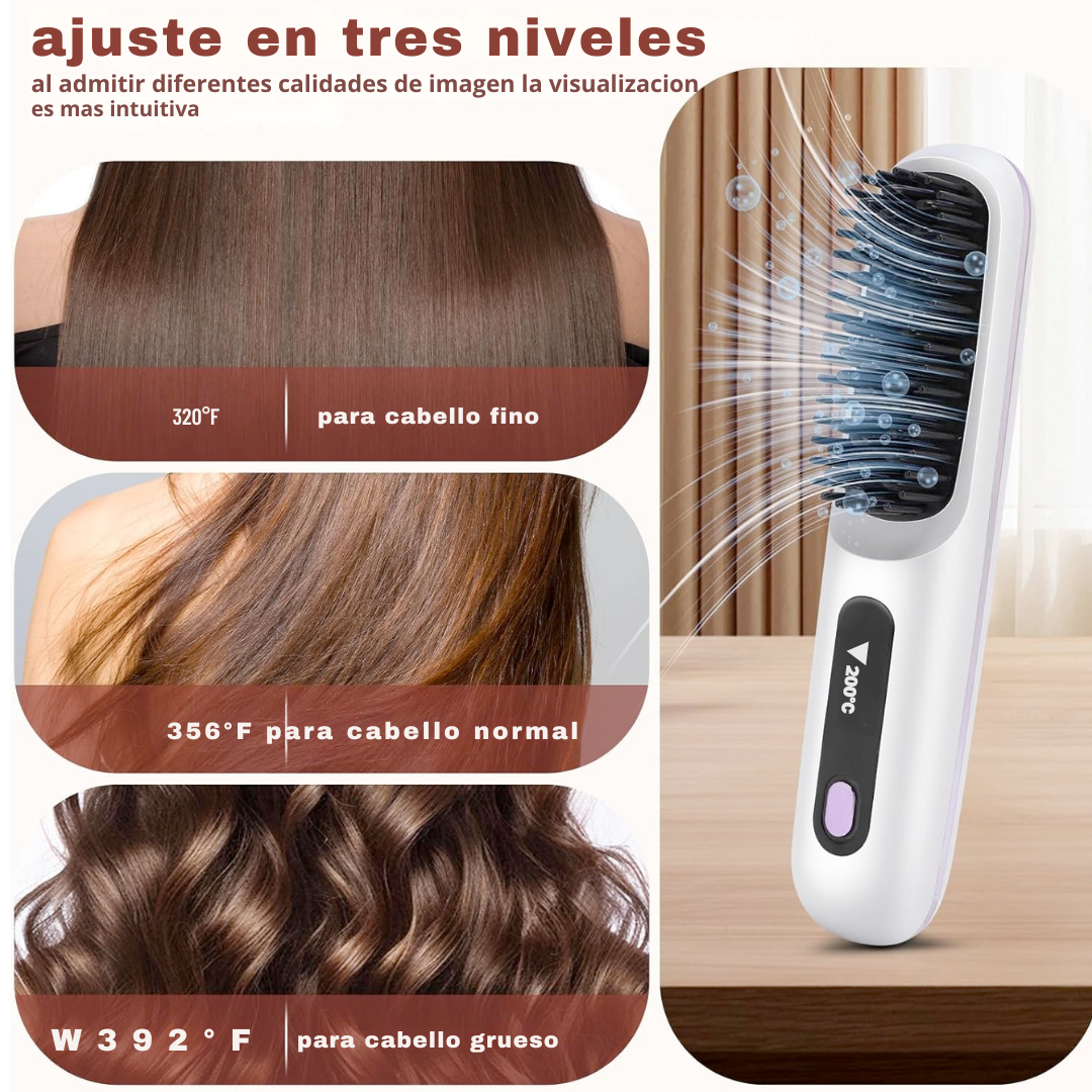 Cepillo alisador de pelo inalámbrico
