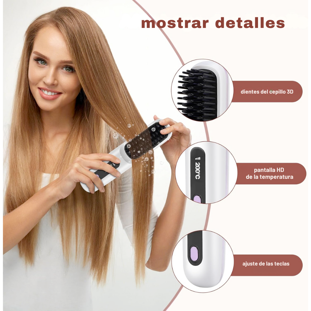 Cepillo alisador de pelo inalámbrico